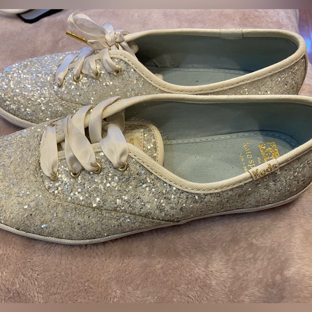 Kate Spade Glitter Sneakers - champagne / white